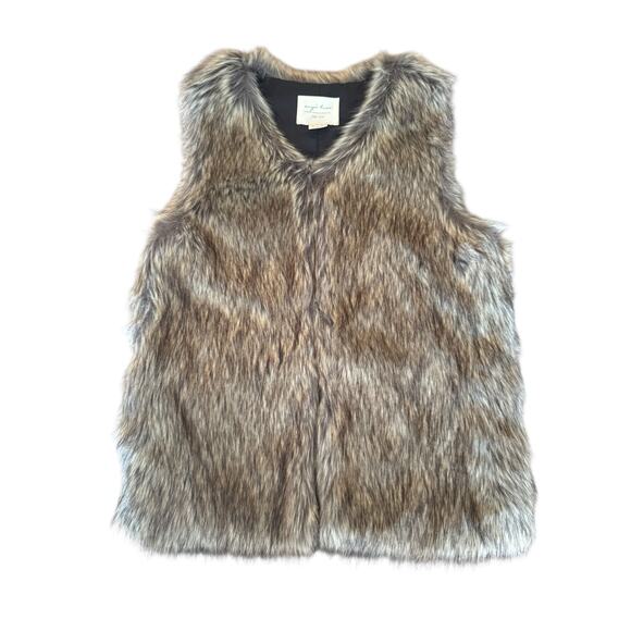 Evy’s Tree The Ivy Faux Fur Vest Women’s XS Brown Gray Lined Polyester - Picture 1 of 6
